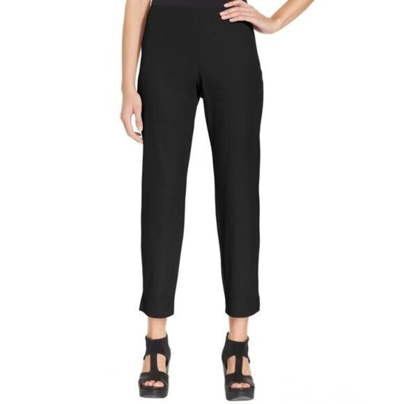Eileen Fisher Womens Black Side Zip Ankle Pants Organic Cotton size Small - Picture 1 of 9